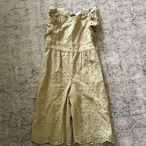 Zara Baby Girl Khaki Green Eyelet Detail Jumpsuit